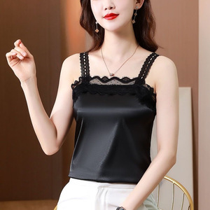 Lace Camisole Tank Top For Women Red Summer Plus Size Slim Fit Base Layer French Style Top - Product Image 5