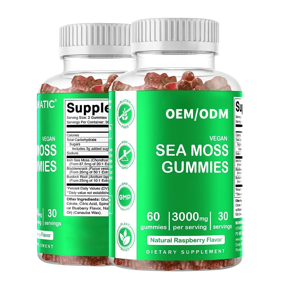 Private Label Vegan Sea Moss Gummies For Immune System Sea moss And Bladderwrack Gummies Gummi Vitamin