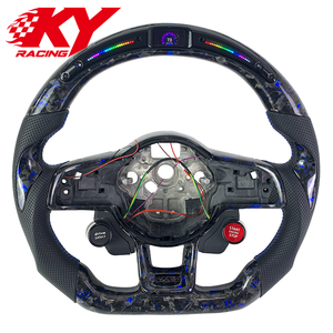 Volant sport racing personnalisé en cuir et fibre de carbone forgée bleue pour Volkswagen GTI Series/Golf 7 R Series Mk7 Mk7.5 GLI - Product Image 1