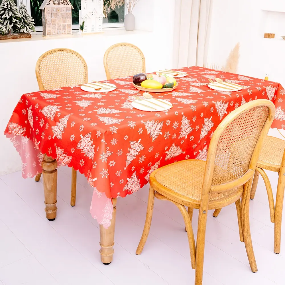Wholesale 5 Colors Christmas Rectangle Tablecloth 150x180 Xmas Table Cloth Washable Fabric Tablecloths