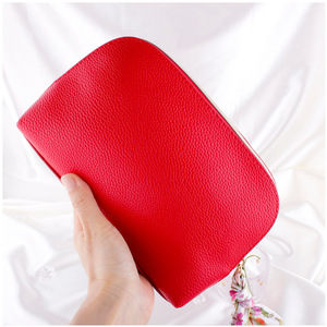 Customized PU cosmetic bag (gift), lychee texture, Korean style, large capacity, handheld <b>toiletry</b> bag/cosmetic organizer. - Product Image 3