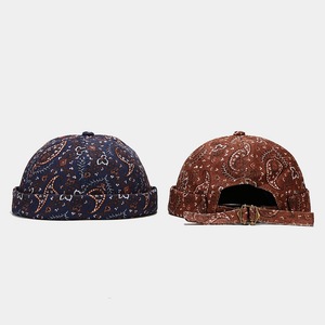 Unisex Retro Yuppie Sin borde gorra redonda algodón estampado personalizado patrón calavera gorra Sin borde - Product Image 2
