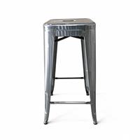 Chaise de bar industrielle empilable en métal, finition brute polie, pour restaurant - Vente chaude en gros