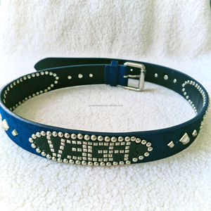 Moda Design rivetto <span class=keywords><strong>borchie</strong></span> e capelli di cavallo <span class=keywords><strong>cintura</strong></span> Jeans donna <span class=keywords><strong>cintura</strong></span> punte in vera pelle nera con fibbia in lega di zinco - Product Image 4