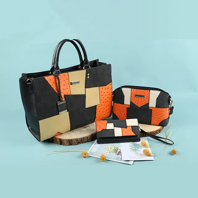 HEC 2022 customized fashion trends woman handbag sets 3 pieces lady hand bag shoulder bag for woman custom