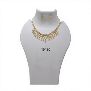 Luxury 22K <b>Gold</b> Statement <b>Necklace</b> <b>Set</b> with Dangling Oval Motifs <b>and</b> Matching <b>Earrings</b> for Womens Occasion Jewelry - Product Image 2