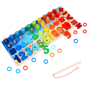 Giocattolo di <span class=keywords><strong>legno</strong></span> all'ingrosso di alta qualità 4 in <span class=keywords><strong>1</strong></span> conteggio di pesca forma matematica bordo Montessori giocattoli per bambini giocattolo educativo per bambini - Product Image 1