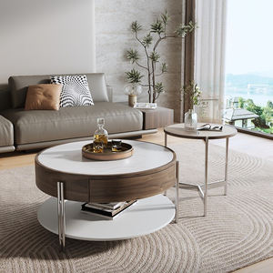 Diseño personalizado casa mesa de centro de madera blanco y negro moderno de lujo mesa de café conjunto de sala de estar - Product Image 5