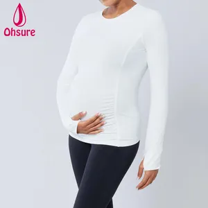 T-shirt de maternité à manches longues pour femme enceinte, vêtement d'allaitement décontracté