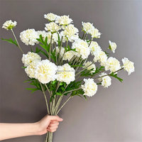 Bunga Scabiosa Buatan Grosir L-553, Bunga Pincushion Sutra Palsu Putih Multi Kepala, Buket Pernikahan, Dekorasi Rumah