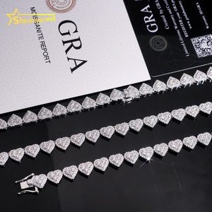 925 פופולרי כסף 8 מ "מ צורה לב moissanite שרשרת היפ הופ תכשיטים מעוטר מותאם אישית שרשרת הקובה גברים - Product Image 4