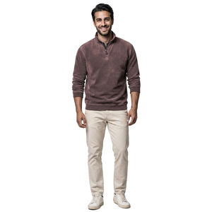 Wholesale Custom Stand Collar Half Zip Acid Washed Pullover Cotton Men's Oversized <b>Mock</b> <b>Neck</b> Quarter Zipper Sweatshirt& Hoodies - Product Image 1
