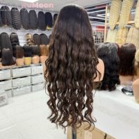 Peluca de Cabello Humano Vietnamita 100% Virgen al por Mayor, 34 Pulgadas, Grado 12A, Ondas Oceánicas, Encaje Doble, Sin Pegamento