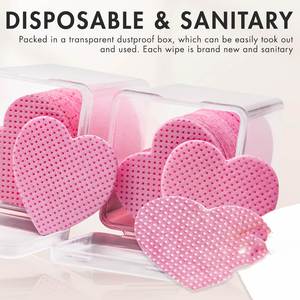 Toallitas Removedoras de Esmalte de Uñas con Forma de Corazón Rosa, Ecológicas, Marca Privada, Caja de Plástico, Sin Pelusas, 200 Unidades - Product Image 3