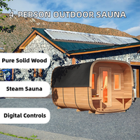 Harga Pabrik Sauna Luar Ruangan Modern yang Dapat Disesuaikan, Terbuat dari Kayu Hemlock Solid dengan Fungsi Tungku Uap Basah Inframerah Jauh untuk 4 Orang