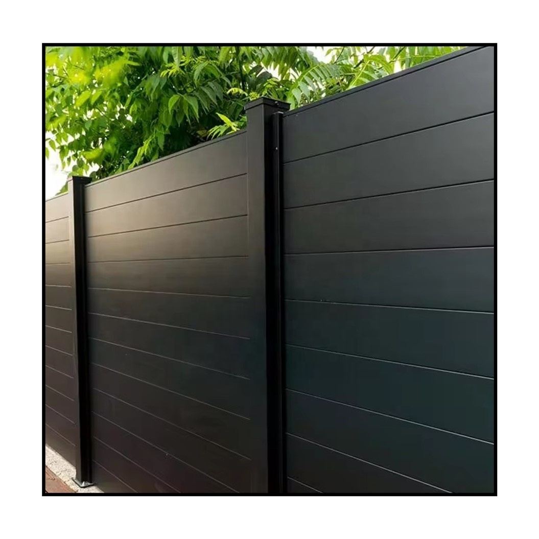 Outdoor 6ft Garden Black Metal Aluminum Privacy Slats Fence