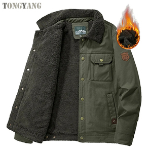 TONGYANG Mode Hommes Polaire Vestes D'<span class=keywords><strong>hiver</strong></span> Épaissir Chaud Parkas En Plein Air Casual Plusieurs Poches Lâche Manteaux Mâle <span class=keywords><strong>Grande</strong></span> <span class=keywords><strong>Taille</strong></span> 6XL - Product Image 1