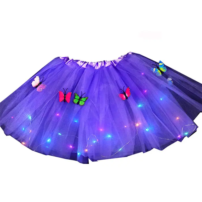 LED Mini Skirt Glow Butterfly Light Tutu Flower Luminous Party Costume Ball Gift Ballet Dance wear 2-8 Year