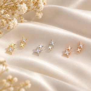 Pendientes Minimalistas con Diseño de Estrella de Cuatro Puntas, Joyería de Moda para Mujer, Elegante para Uso Diario, Regalo - Product Image 3