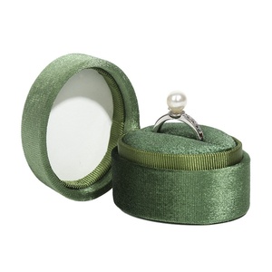High End Velvet Double Ring <b>Box</b> Oval Shape Rings Packaging <b>Small</b> Engagement Wedding Customized Mini Velvet Ring <b>Box</b> - Product Image 4