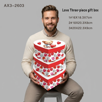 Caja de Regalo de Papel con Forma de Corazón, 3 Piezas, Linda Caja de Cartón con Patrón de Osito y Corazón para Empacar Regalos de Chocolate de San Valentín