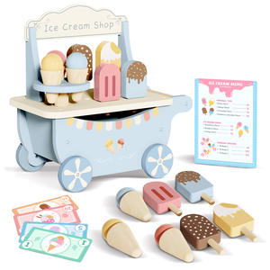 Giocattolo in Legno per Bambini Negozio di Gelati Carrello per Giocare e Imparare Gioco di Ruolo Educazione Precoce Giocattolo da Cucina in Legno - Product Image 1