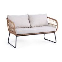 Ensemble de salon de jardin moderne en rotin, 5 pièces, avec canapé, chaises et table d'appoint, pour extérieur et détente