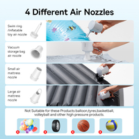 Compresseur d'air électrique portable Baseus 2-en-1 avec 4 buses et 3 modes d'éclairage pour matelas pneumatiques, lits, tapis gonflables, flotteurs de piscine
