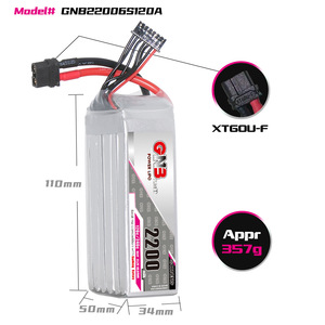 Аккумулятор LiPo GNB 2S 3S 4S 5S 6S 2200 мАч 120C для БПЛА и FPV-дронов (для комплектов дронов 3-7 дюймов) - Product Image 6