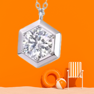 Collier pendentif hexagonal en moissanite 1 carat, argent sterling 925 plaqué or, coupe coussin, design géométrique, tendance, pour mariage - Product Image 4