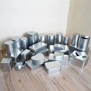 Stock Metall verpackung Weißblech Benutzer definierte Aufkleber Matte Food Rechteck Runde Silber Maske Tee Keks Keks Candy Tin Box für Pins