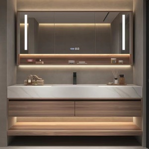 Mueble de Baño Moderno y Ecológico con Lavabo de Piedra, Diseño Plegable de 3 Niveles, Instalación en Pared, 50x30cm - Product Image 3