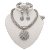 Parure de Bijoux de Mariage pour Femmes d'Arabie Saoudite, Collier, Boucles d'Oreilles, Bague, Bracelet Dorés, Style Africain, Brésilien et de Dubaï
