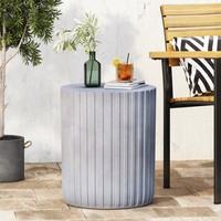 Table basse moderne mobile en MgO avec motif cercle emboîté en relief, capacité de charge élevée, tabouret de patio résistant aux intempéries, intérieur/extérieur