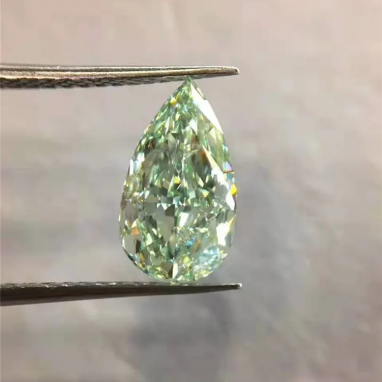 SGARIT wholesale GIA certificate Diamond jewelry Pear Shape Fancy Yellow Green 2.02ct Natural Loose Diamond