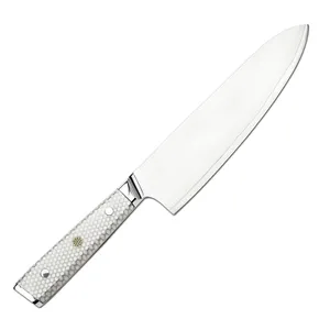 Frosted Sandblast Finish High Chromium 10CR15MOV Stainless Steel 8 inch Chef Knife with leather sheath