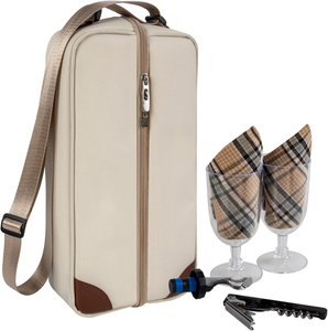 Two Sets Personalized Custom Wine Bags Insulated Cooler Bag Wine Cooler Compartment Carrier Tote Picnic <strong>WineBag</strong> - Product Image 1