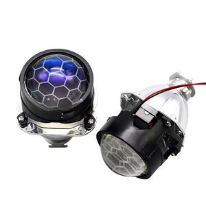 เลนส์โปรเจคเตอร์ไบซีนอน HID ขนาด 2.5 นิ้ว ดีไซน์รังผึ้ง เคลือบสีฟ้า H1 35W 55W ชุดอัพเกรดไฟหน้าแบบยูนิเวอร์แซล - Product Image 4