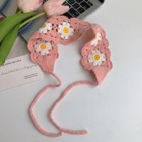 Ikat Rambut Bunga Modis Aksesori Lucu Wanita Ikat Rambut Rajut Bunga Crochet Harian 16*5Cm Aksesori Hiasan Rambut