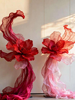 Installation géante en organza pour toile de fond de scène de mariage, décoration de table de fiançailles, installation artistique pour vitrine