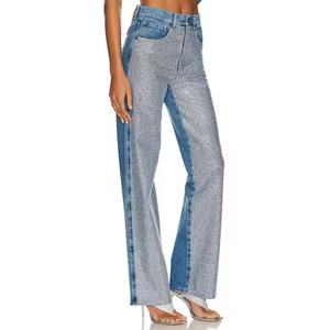 Nueva Llegada, Jeans de Pierna Ancha para Mujer, de Alta Calidad, Estilo Retro, Lavado Ácido, con Pedrería, Tallas Grandes, Cintura Baja, Corte Holgado - Product Image 2
