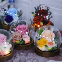 Vente en gros d'usine : Boîte en verre avec rose éternelle colorée, décoration d'intérieur, cadeau pour la fête des mères, la Saint-Valentin, Noël
