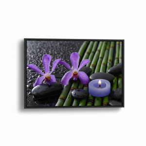 Printed Canvas: Elegant Purple Orchid Bamboo Grove Artwork,1P-<b>Black</b> <b>Framed</b> - Product Image 2