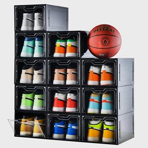 Caja de Almacenamiento de Zapatos Apilable, Reciclable, de Plástico Translúcido, con Cierre Magnético, Diseño Personalizable, Capacidad de 17L, para Sala de Estar - Product Image 1