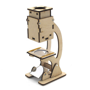 Kit de microscope en bois pour enfants, jouet éducatif scientifique DIY STEM, 7-9 ans, assemblage manuel, outil d'expérimentation éducative - Product Image 1