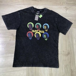 Saint Michael Người Đàn Ông Của Axit Rửa Sạch T-Shirts Ngắn Tay Áo Cổ Điển Nghệ Thuật Chân Dung Đồ Họa In Quần Áo Saint T-Shirts Cho Nam Giới - Product Image 1