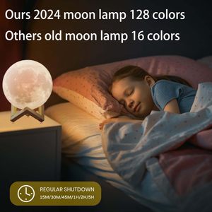 Lámpara Lunar LED de Plástico Impresa en 3D, 16 Colores, Luz Nocturna de 360 Grados, Control Remoto, Funciona con Batería, Clasificación IP54, Regalo para Niños - Product Image 3