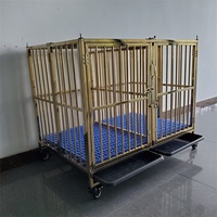 Cage double en métal pliable avec roues, cage métallique dorée, personnalisée