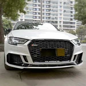 New ABS Glossy Black Grille For Audi A3 Radiator Honeycomb Front Bumper Grill For Audi RS3 Quattro No Logo Style 2017 2018 2019