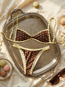 <span class=keywords><strong>Maillot</strong></span> <span class=keywords><strong>de</strong></span> bain sexy pour femme, ensemble bikini triangle perlé à bretelles croisées, imprimé zèbre, string, deux pièces, coupe coquine, vente en gros, logo personnalisé - Product Image 5